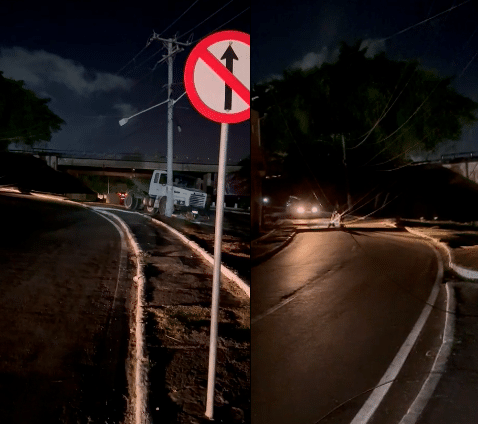 Caminhão bate em postes e centro de Simões Filho tem queda de energia