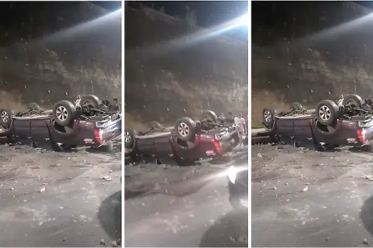 Caminhonete cai de viaduto após motorista perder controle da direção em Salvador