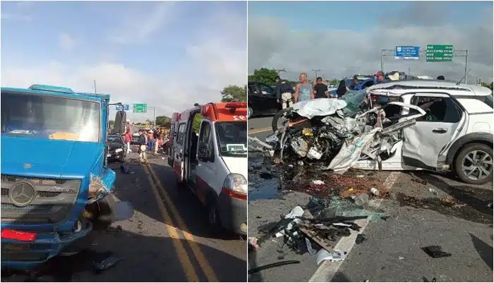 Colisão envolvendo caminhão e dois carros deixa feridos na Estrada do Feijão