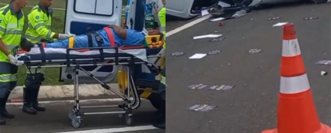VÍDEO: Motorista fica gravemente ferido em acidente na BA-099, em Camaçari