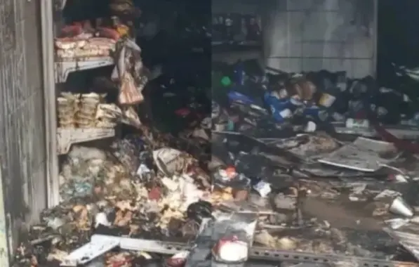 Depósito de bebidas pega fogo em Salvador