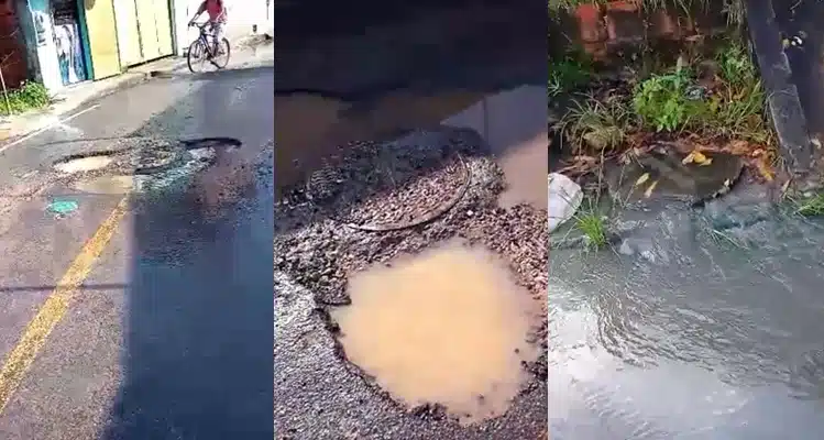 Moradores denunciam situação de asfalto e esgoto em bairro de Camaçari