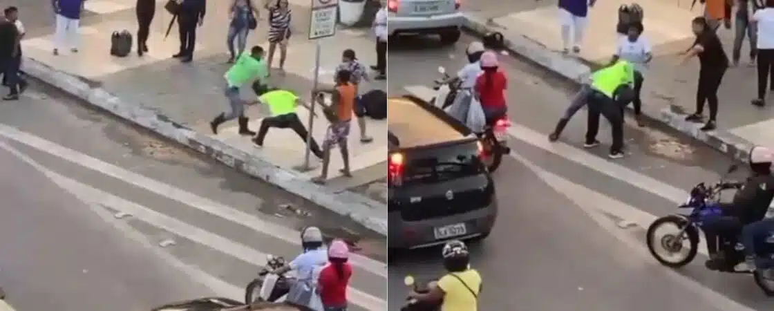 Vídeo: Briga entre mototaxis é registrada em praça de Camaçari