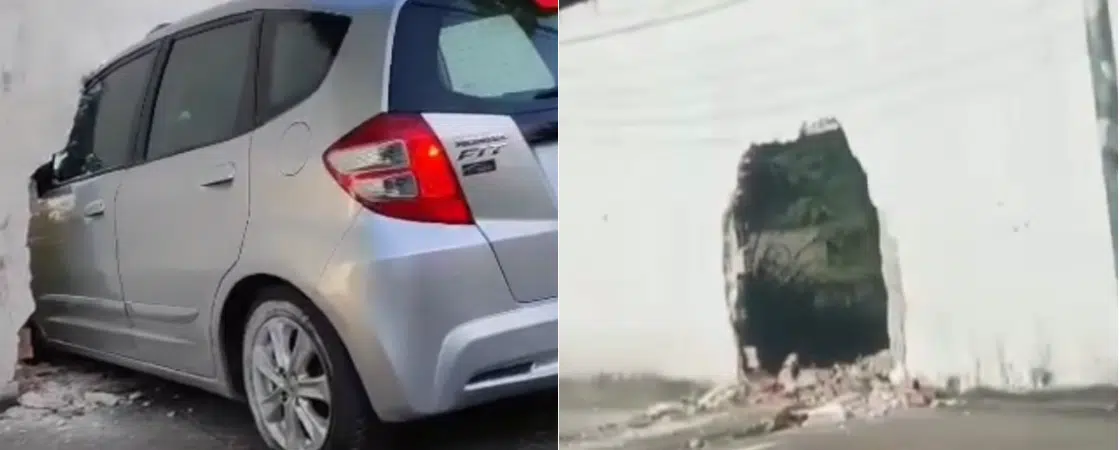 VÍDEO: Carro colide em muro na Gleba C