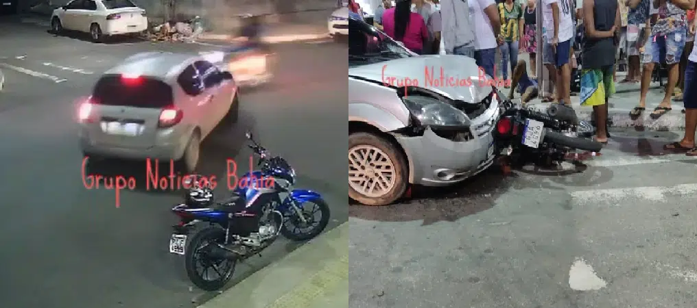 Vídeo: Moto colide em carro na Av. Concêntrica, na Gleba B