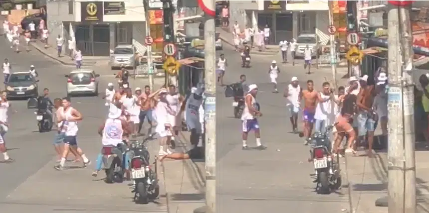 VÍDEO: Integrantes da Bamor agridem torcedor do Vitória em Sussuarana