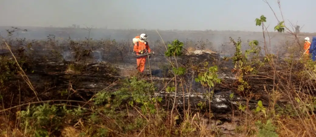 Bombeiros combatem incêndio na Serra da Bandeira em Barreiras