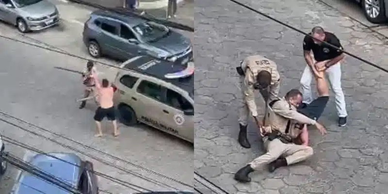 VÍDEO: Homem ataca policiais após matar a tia em Itapetinga