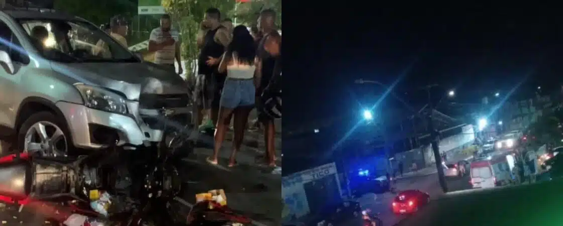 Grave acidente entre carro e moto deixa pessoa ferida em Camaçari