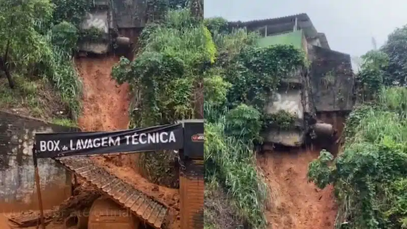 Casa está prestes a cair após deslizamento de terra em Salvador