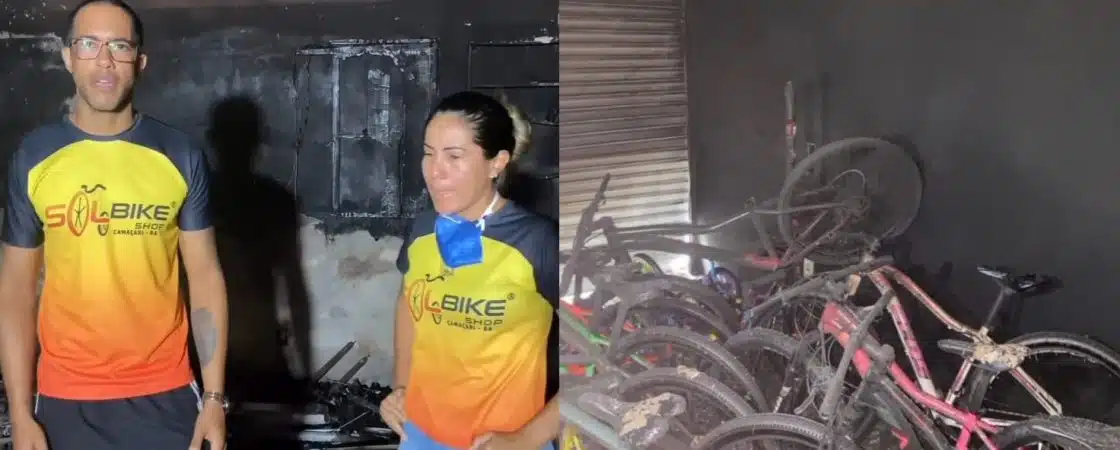 Empresário pede ajuda após loja de bicicletas em Camaçari sofrer incêndio