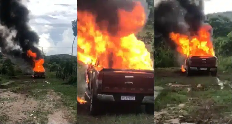 VÍDEO: Carro é incendiado no Parque Verde nesta manhã