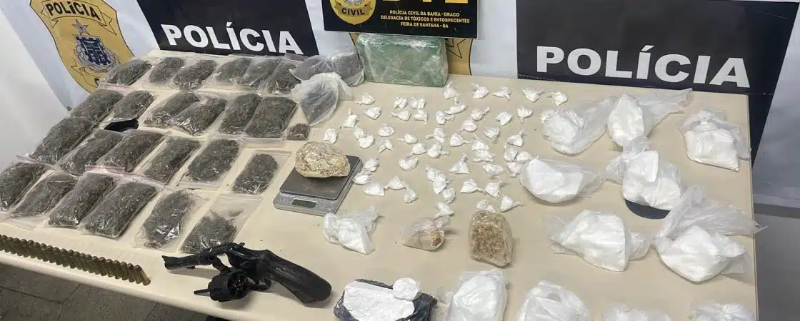 Dupla é presa por tráfico de drogas e porte ilegal de armas em Feira de Santana