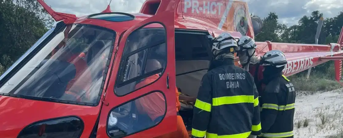 Mata de São João: Bombeiros resgatam vítima de acidente em helicóptero