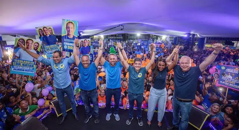 Em evento lotado, Flávio Matos e Angélica são confirmados como candidatos à prefeitura