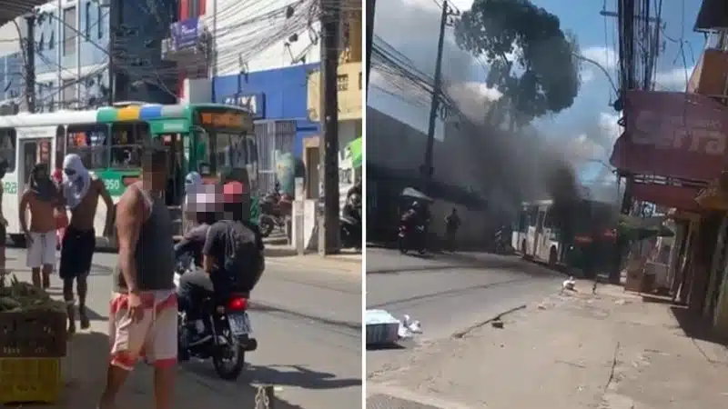 Ônibus é incendiado após roubo de carro em Salvador