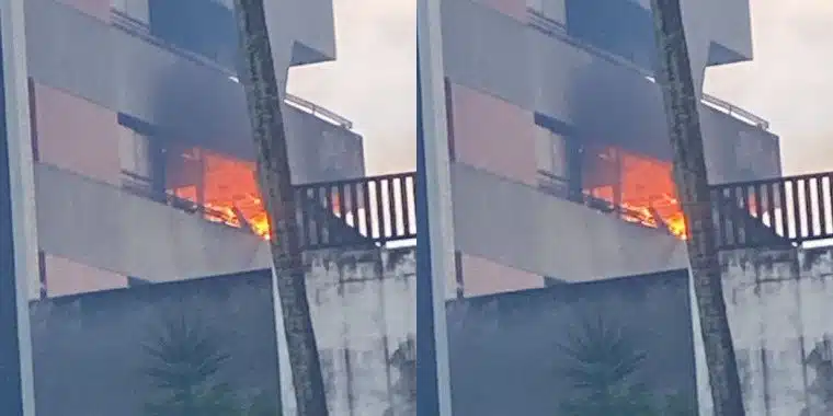 Apartamento pega fogo na orla de Salvador