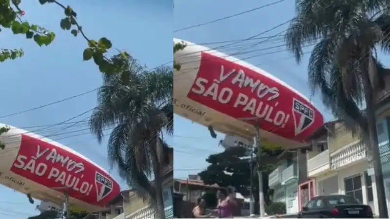 VÍDEO: Balão dirigível do São Paulo cai em cima de casa e deixa um ferido