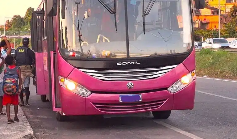 Ônibus de transporte irregular de alunos é autuado em Simões Filho