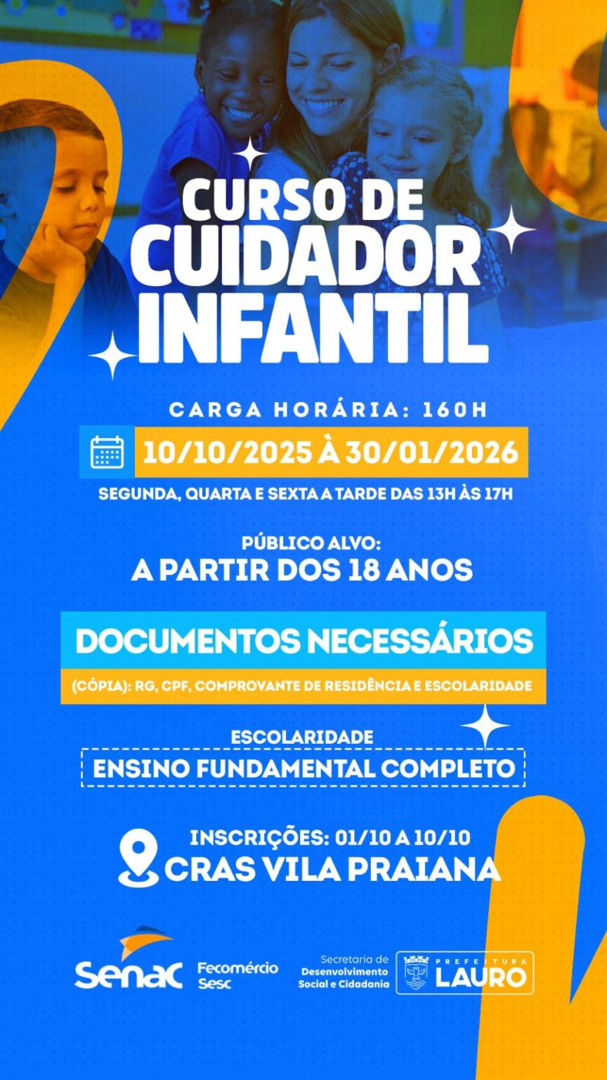Prefeitura de Lauro de Freitas abre curso gratuito de Cuidador Infantil ...